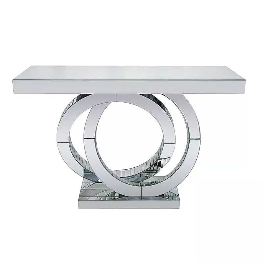 Salon meubles moss | Console Design Contemporain En Miroir - Alliance 120Cm Argent