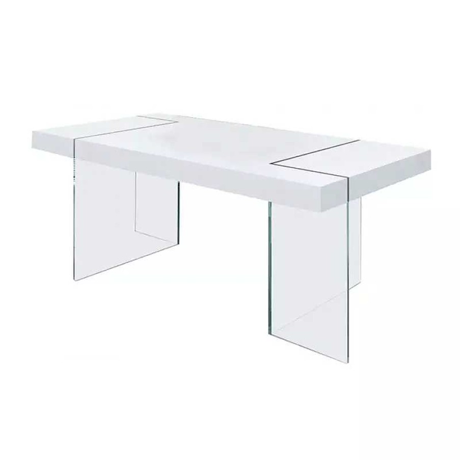 S Jour meubles moss | Table Manger Pieds Verre Rectangulaire - Crystalline 220X100 Blanc