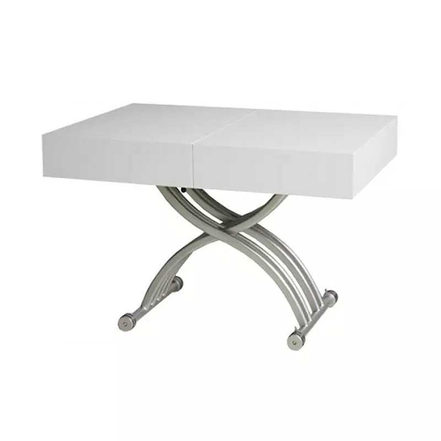 Salon meubles moss | Table Basse Modulable Et Relevable - Twinga Blanc