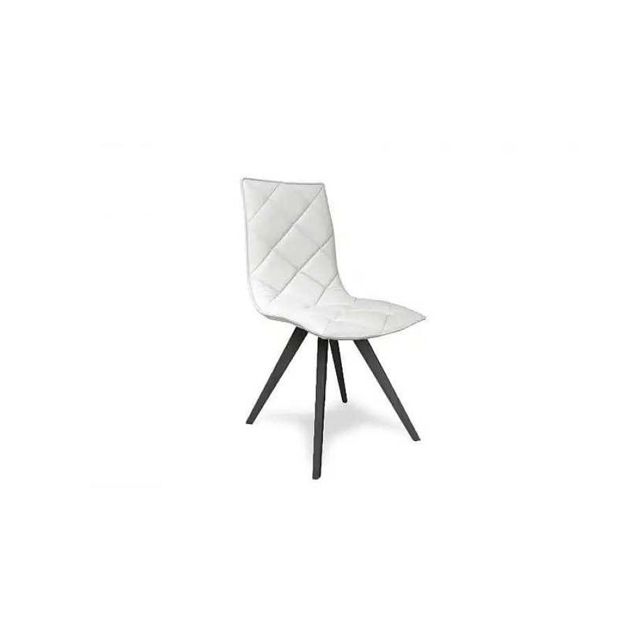 S Jour meubles moss | Chaise Capitonn E En Simili Pieds Noirs - Solvig Blanc