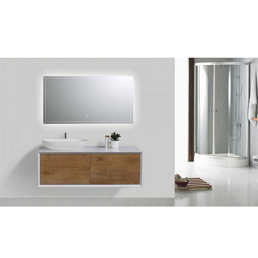 Salle De Bain meubles moss | Meuble De Salle De Bain Simple Vasque En Bois - Fiona 120Cm Bois Clair 1