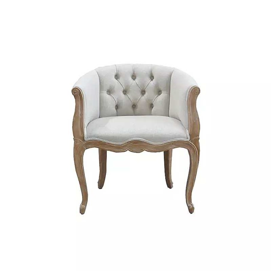 Salon meubles moss | Fauteuil Cabriolet Capitonn Style Classique - Garry Beige