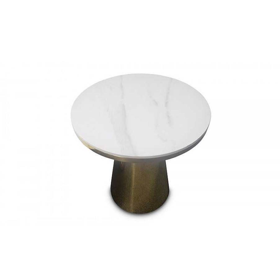 Salon meubles moss | Tables Basses Gigognes Lot De Deux Effet Marbre Pieds Dor S - Anna 80/50 Blanc