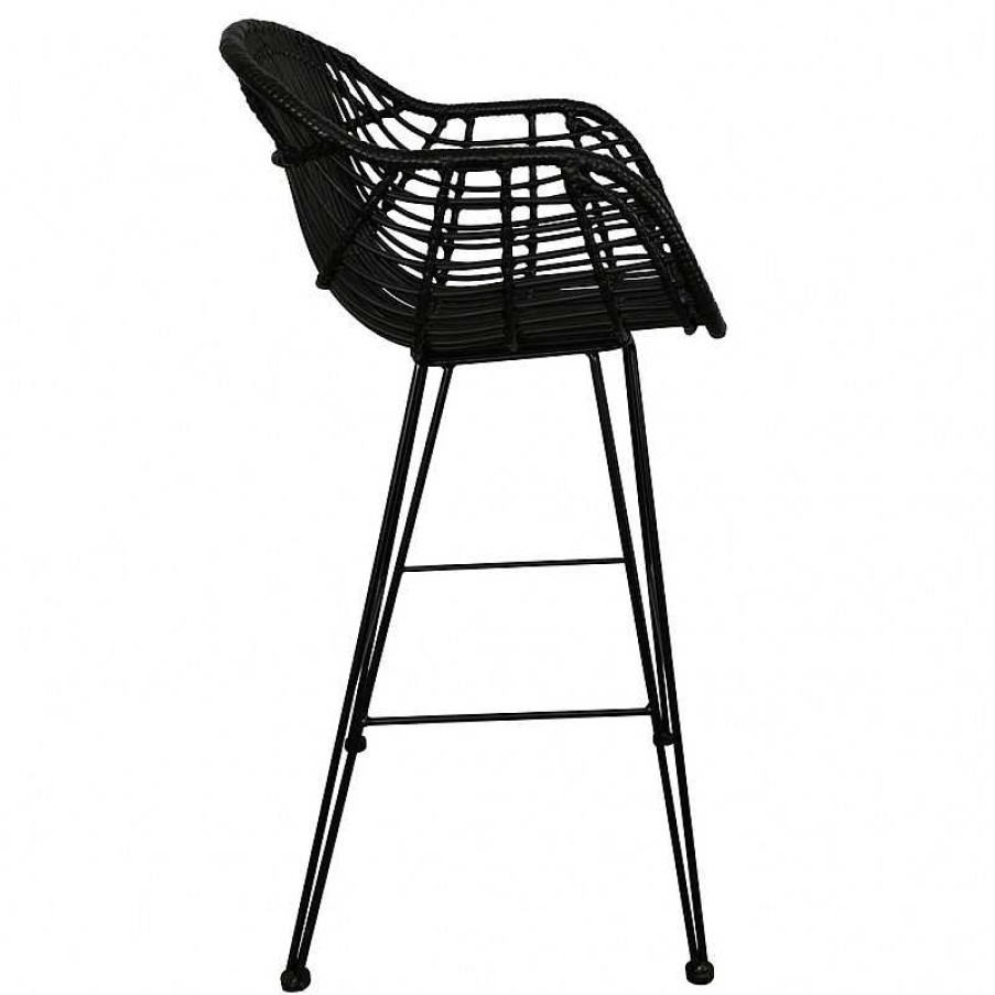 S Jour meubles moss | Tabouret De Bar En Rotin Int Rieur / Ext Rieur - Lombok 75Cm Noir