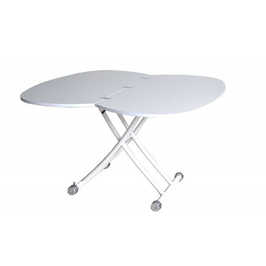 Salon meubles moss | Table Basse Relevable Console - Magicia 65/130X110 Blanc