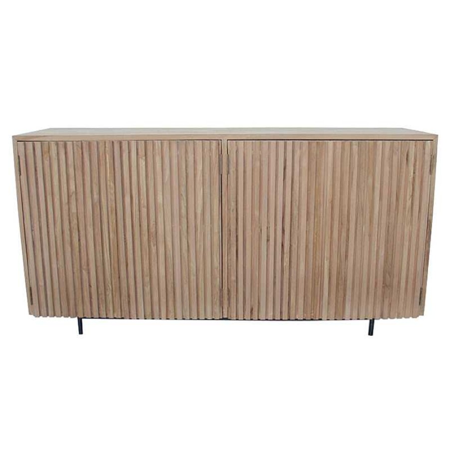 S Jour meubles moss | Bahut / Buffet 4 Portes En Bois De Teck Lignes Verticales - Cordova 160Cm