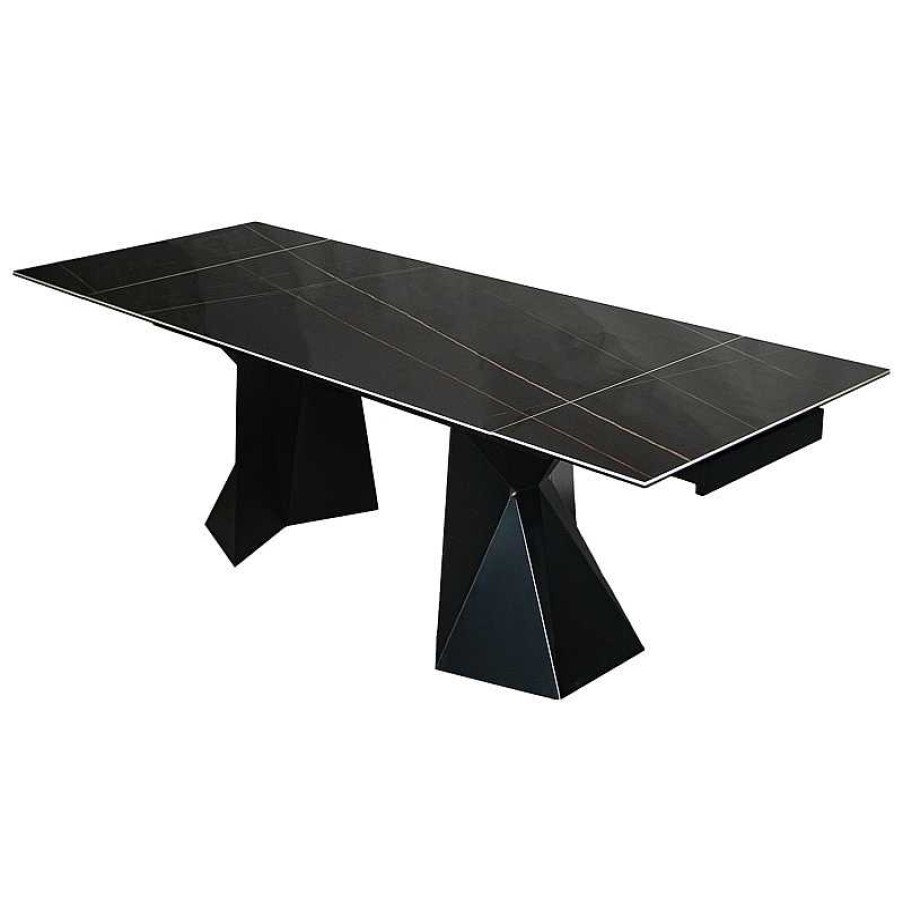 S Jour meubles moss | Table De Salle Manger Extensible C Ramique Pied M Tal Justin 160/240X90 Noir