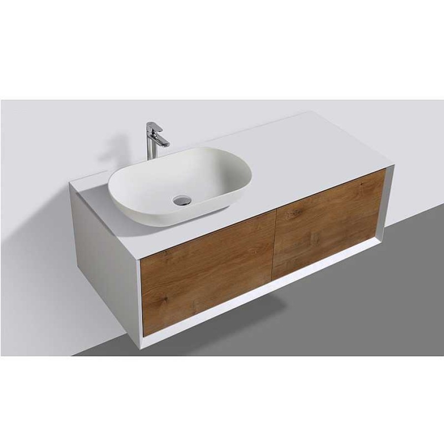 Salle De Bain meubles moss | Meuble De Salle De Bain Simple Vasque En Bois - Fiona 120Cm Bois Clair 1