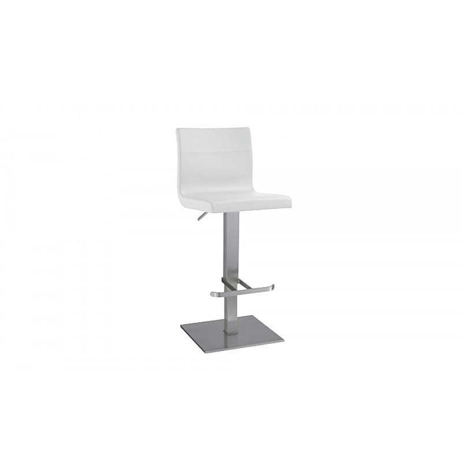 S Jour meubles moss | Tabouret De Bar En Inox Bross - Coddy 56/80Cm Blanc