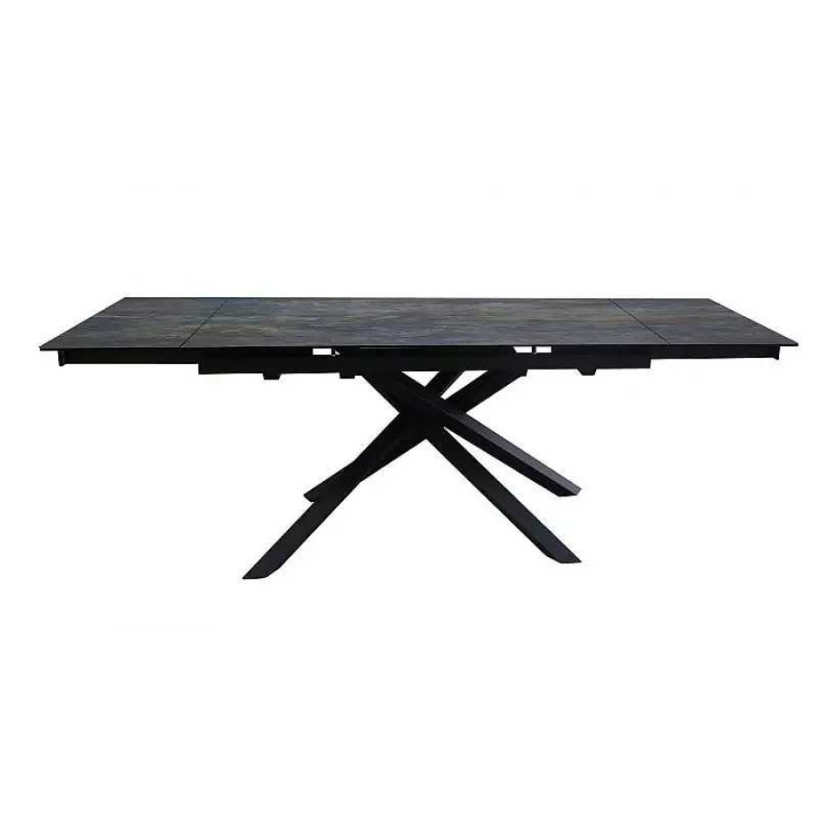 S Jour meubles moss | Table Design Extensible C Ramique Pied M Tal Noir Crois - Tania 160/240X90 Bleu