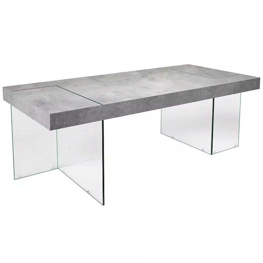 S Jour meubles moss | Table Manger Rectangulaire Effet B Ton Pieds En Verre - Crystalline 220X100