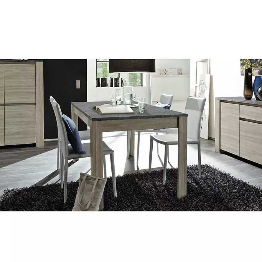 S Jour meubles moss | Table Diner Rectangulaire En Bois Et Plateau Ardoise - Eblano 160X90 Gris