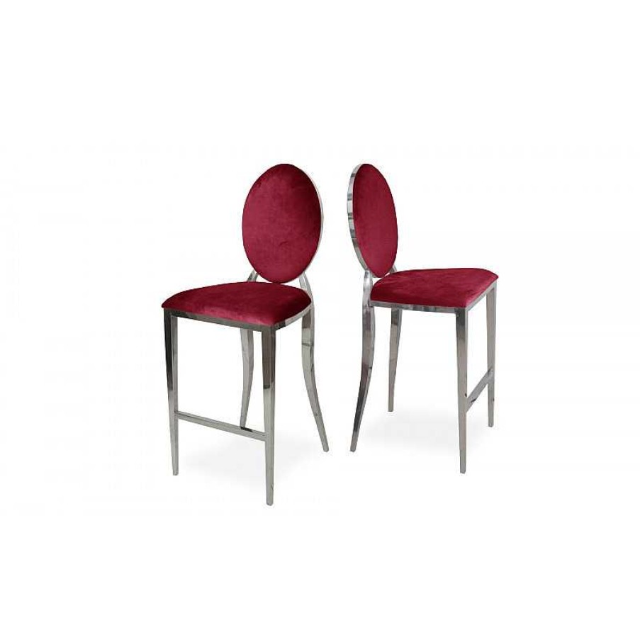 S Jour meubles moss | Tabouret De Cuisine Style Baroque En Velours - Palmyr 65Cm Rouge