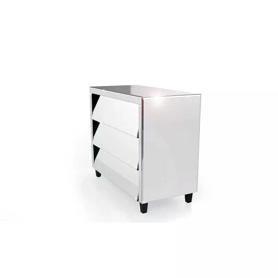 Salon meubles moss | Commode 3 Tiroirs Design Miroir - Inesia 100Cm Argent