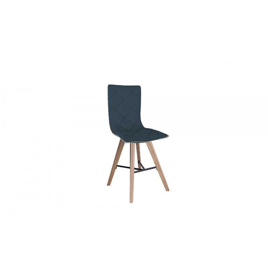 S Jour meubles moss | Tabouret En Tissu Et Pieds Bois - Solvig 65Cm Bleu