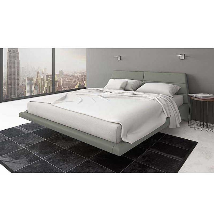 Chambre meubles moss | Fyse - Lit Design Contemporain Aspect Cuir Effet Suspendu 180X200