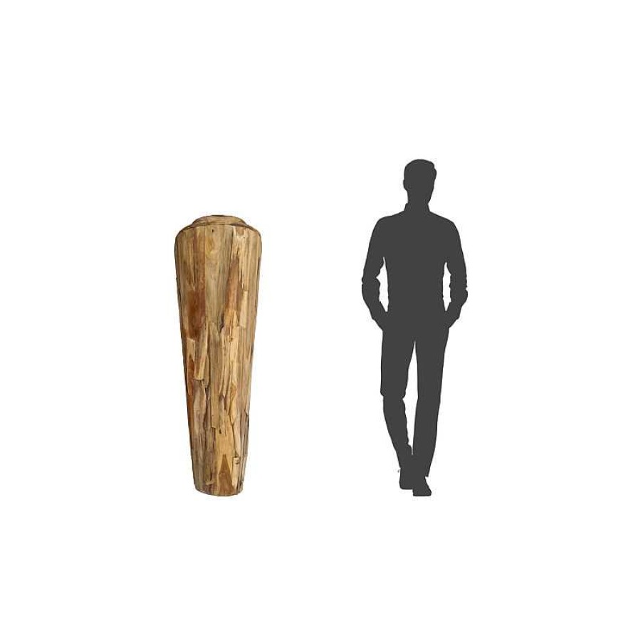 D Coration meubles moss | Vase En Bois De Teck Massif Hauteur 150 Cm - Masai 150