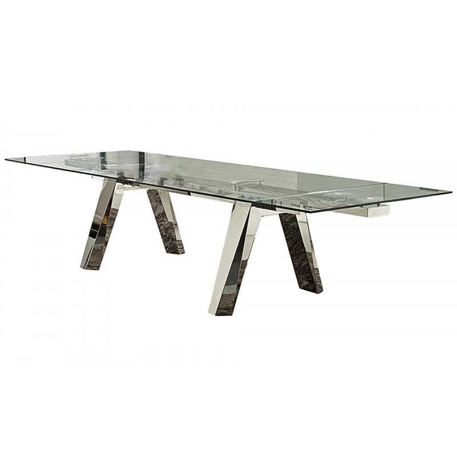 S Jour meubles moss | Table De Salle Manger Extensible En Verre Et Pieds Chromes - Dakota Transparent