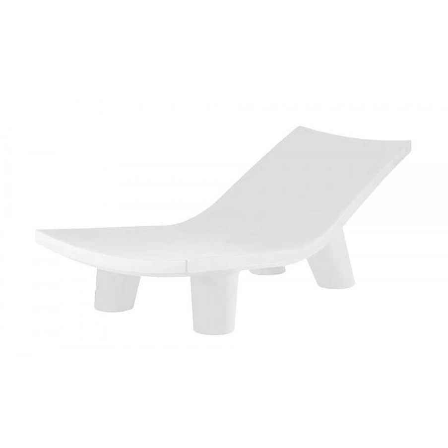 Jardin meubles moss | Chaise Longue En Poly Thyl Ne Slide - Low Lita Lounge Blanc