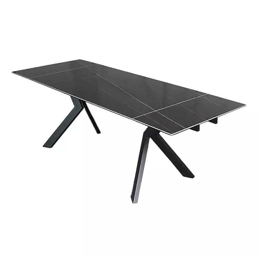 S Jour meubles moss | Table Manger Extensible C Ramique Effet Marbre Pied M Tal Octave 160/240X90 Noir