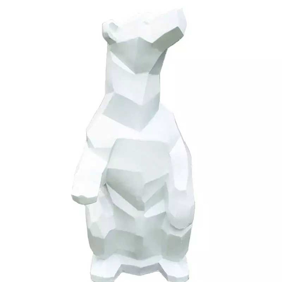 D Coration meubles moss | Statue Ours Origami En Fibre De Ciment D Coration Ext Rieure 100 Cm - Balou Blanc