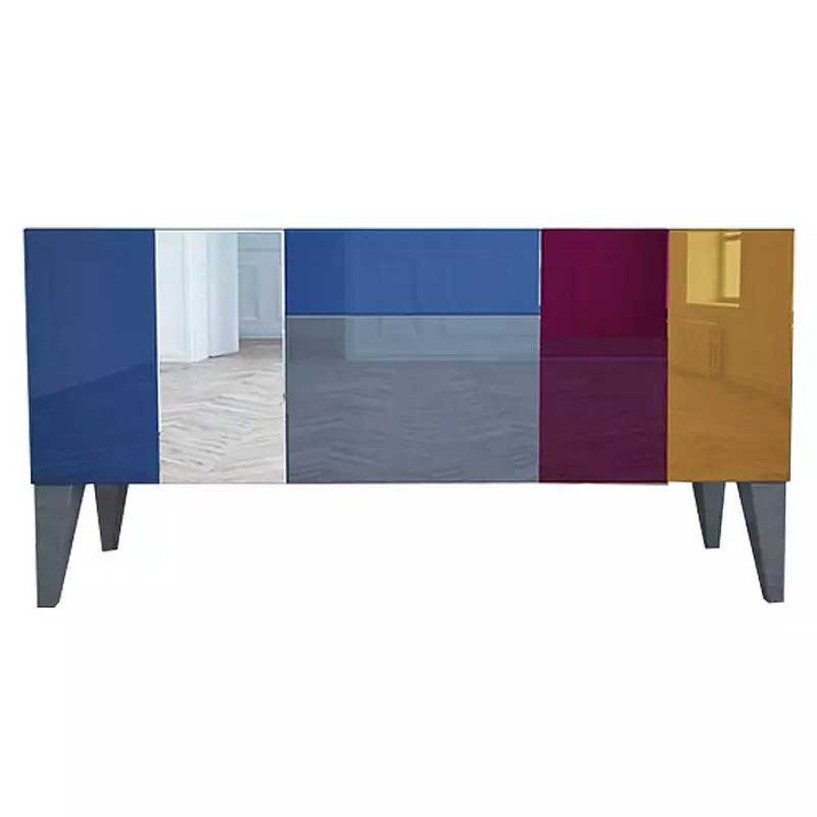 S Jour meubles moss | Buffet / Bahut 3 Portes Miroirs Multicolores - Mona 184Cm Multicouleurs