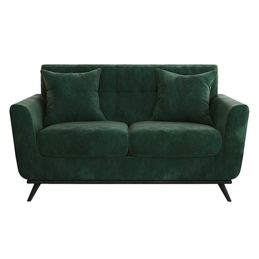 Salon meubles moss | Salon En Velours Avec Canap 3 Places + 2 Pl + Fauteuil - Stockolm Vert