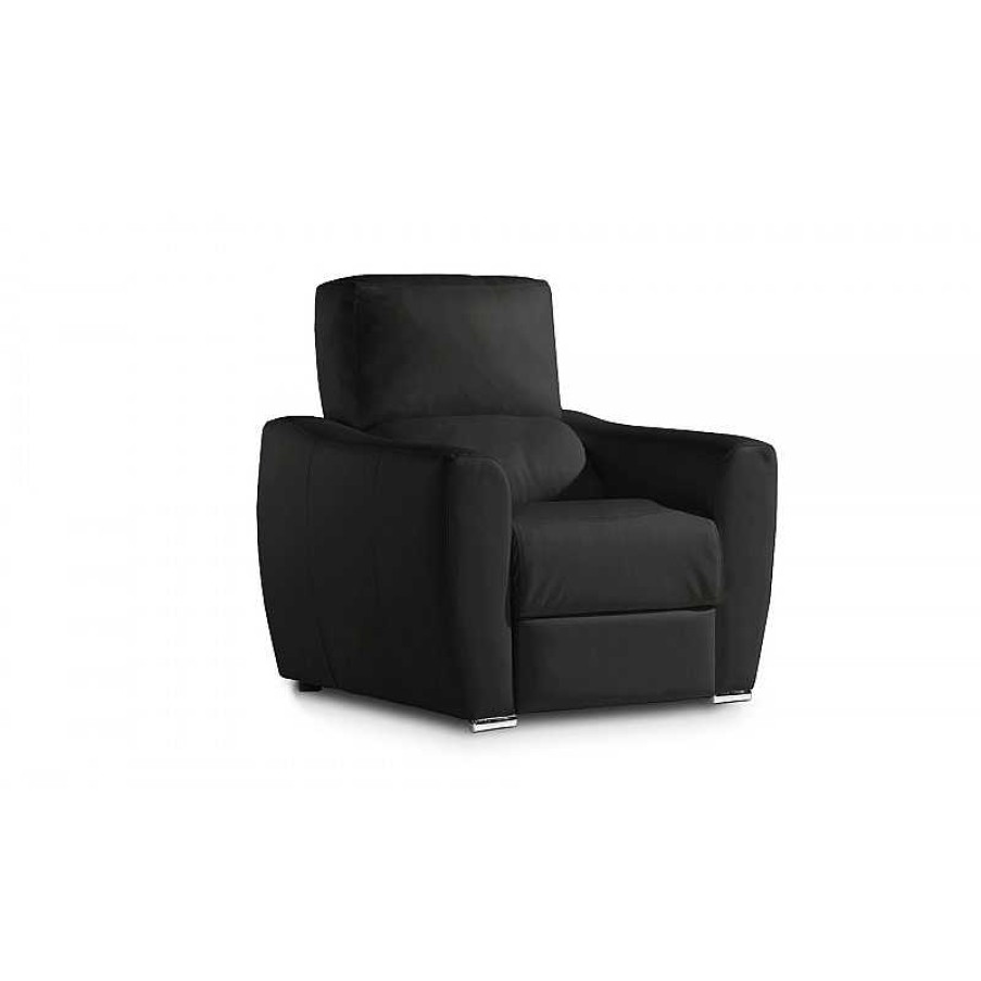 Salon meubles moss | Fauteuil Relax Lectrique En Cuir - Agueda Noir