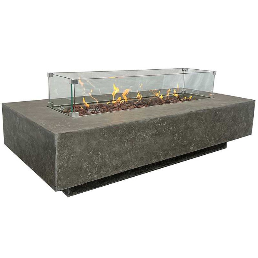 Salon meubles moss | Table Basse En Grc Avec Brasero Rectangle Gaz Int Gr - Toledo Gris Beton