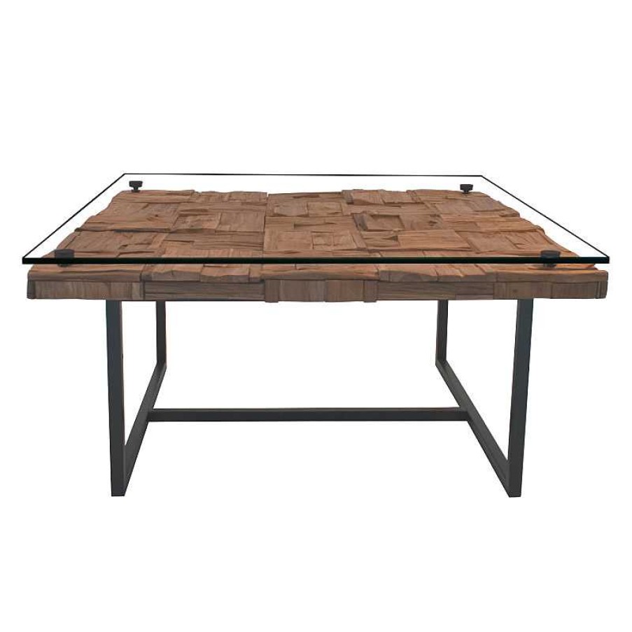 Salon meubles moss | Table Basse Carr E En Bois Massif - Alma 100X100 Bois Clair 1