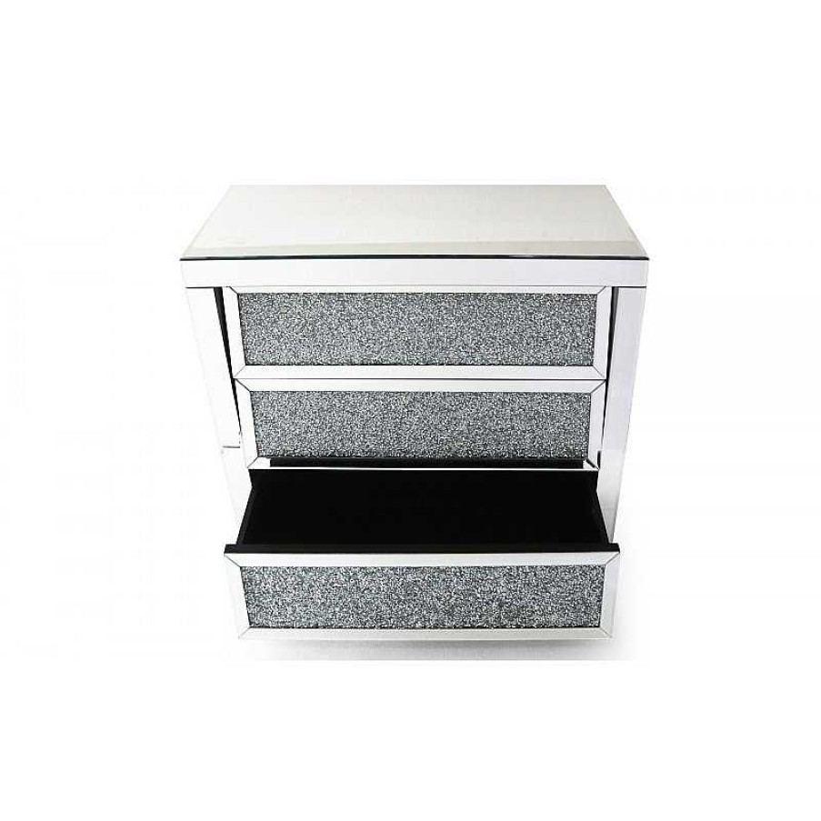 Salon meubles moss | Commode 3 Tiroirs Design Miroir - Manihi 81Cm Argent