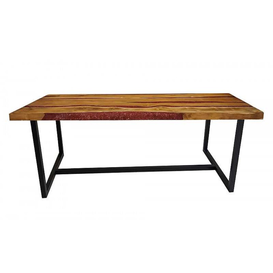 S Jour meubles moss | Table De Salle Manger En Bois Et R Sine Rouge - Azlet 220X100