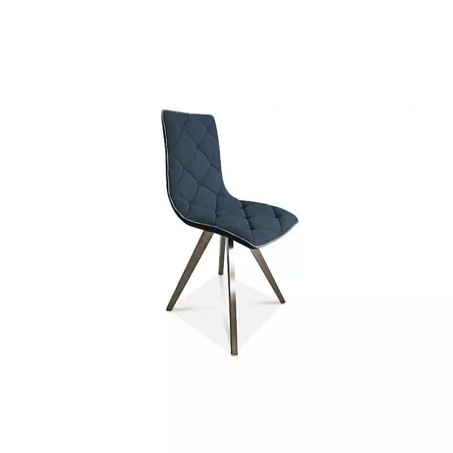 S Jour meubles moss | Chaise Scandinave Tissu Pieds Metal Brosse - Solvig Bleu