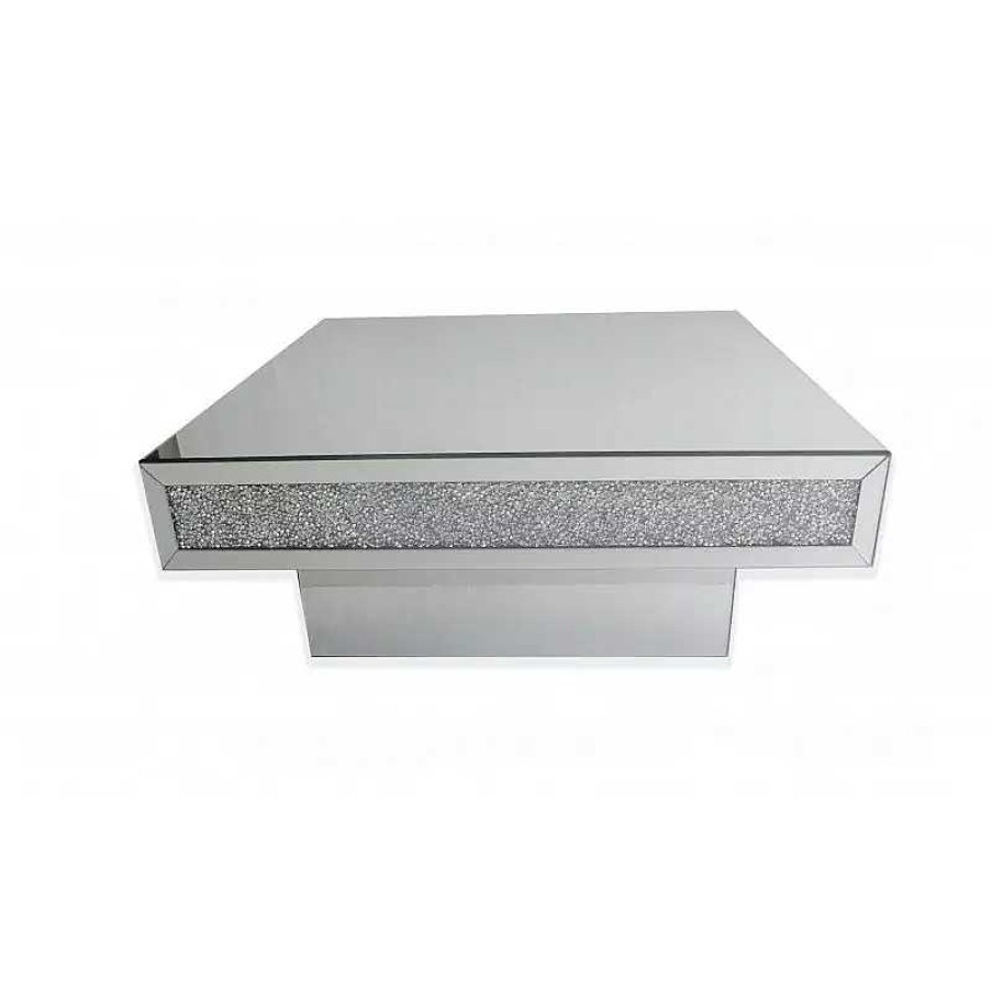 Salon meubles moss | Table Basse Carr E En Miroir Et Strass - Manihi 100X100 Argent