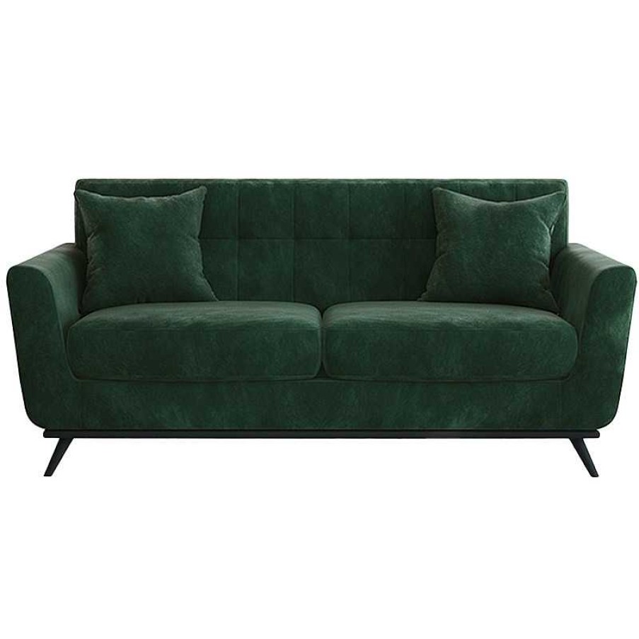 Salon meubles moss | Salon En Velours Avec Canap 3 Places + 2 Pl + Fauteuil - Stockolm Vert