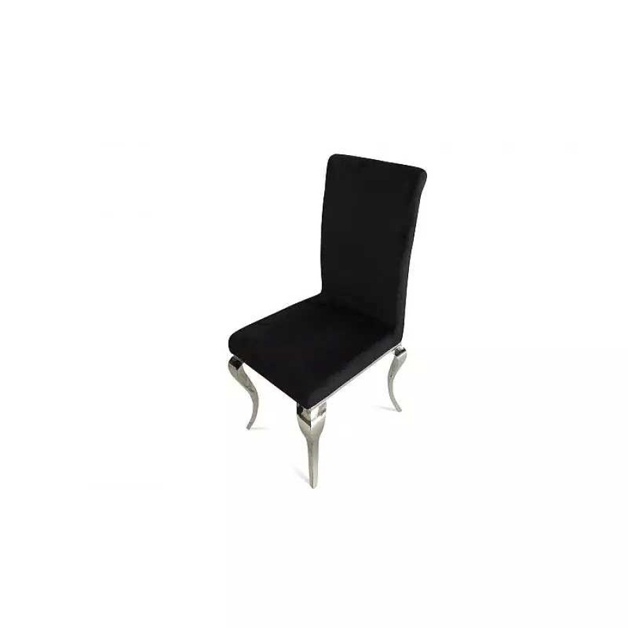 S Jour meubles moss | Chaise Baroque En Velours Et Pieds Chrom S - Carmela Noir