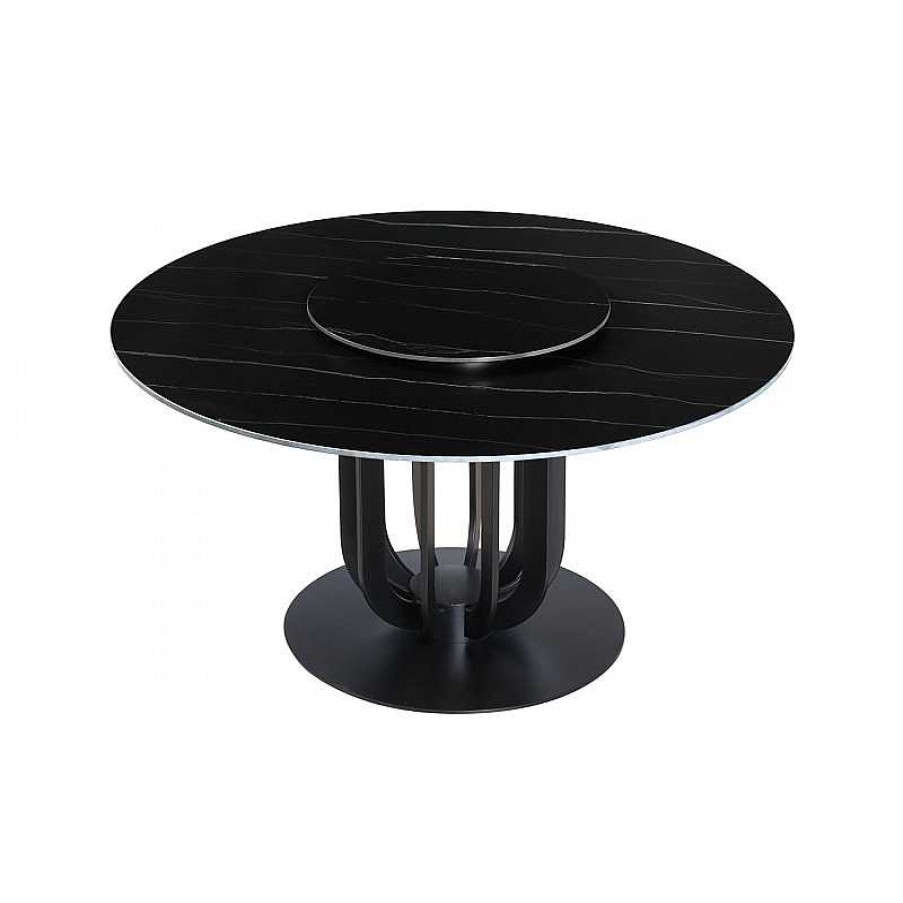 S Jour meubles moss | Table Ronde Plateau C Ramique Pied Bertille 135 Noir