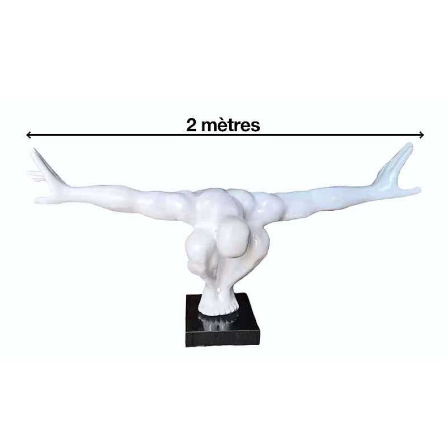 D Coration meubles moss | Grande Statue Design Blanc Ext Rieur 2 M Tres Pied En Marbre - Plongeur