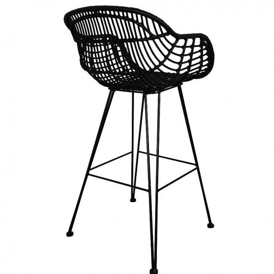 S Jour meubles moss | Tabouret De Bar En Rotin Int Rieur / Ext Rieur - Lombok 75Cm Noir