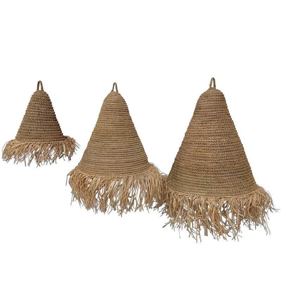 D Coration meubles moss | Lustre / Suspension En Fibre Naturelle Rotin Beige 3 Tailles Disponibles - Paco