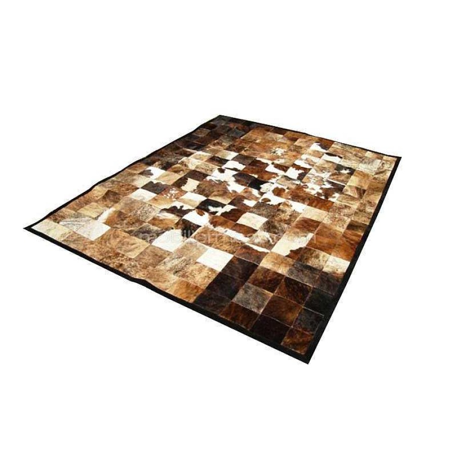 Salon meubles moss | Peau De Vache Patchwork Marron Et Blanc 210X300 Cm - India Marron / Cr Me