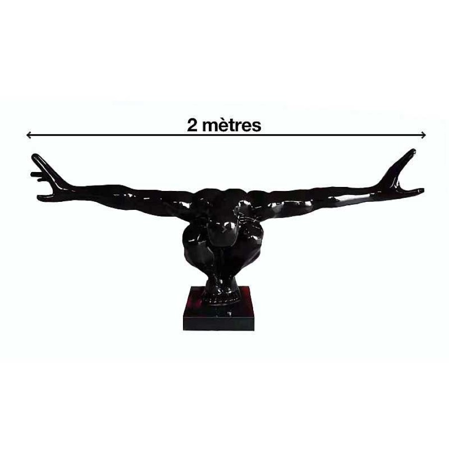 D Coration meubles moss | Grande Statue Design Noir Ext Rieur 2 M Tres Pied En Marbre - Plongeur