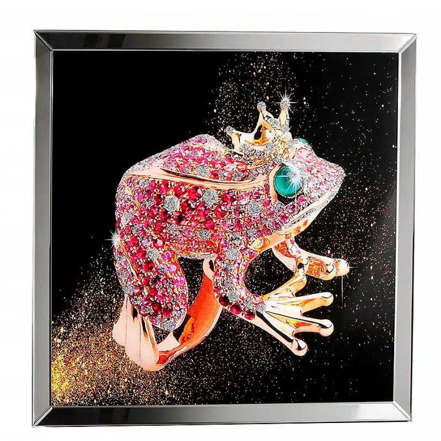 Salon meubles moss | Tableau Miroir Design Avec Grenouille 80 X 80 Cm - Frog