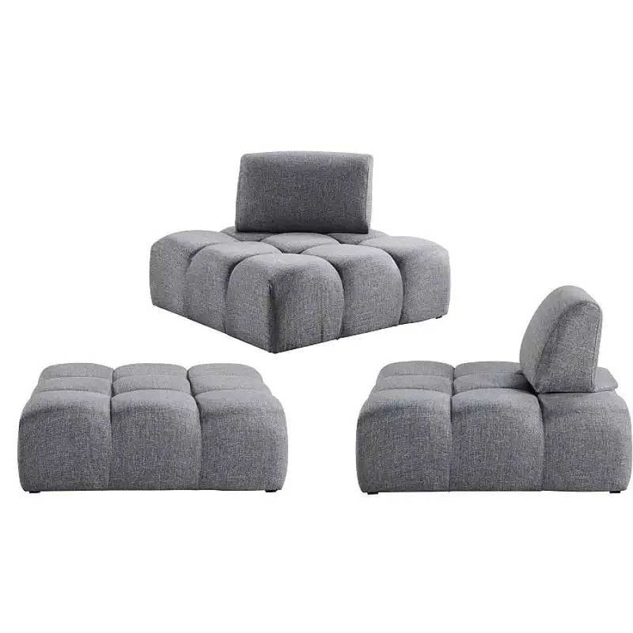 Salon meubles moss | Fauteuil D'Angle Canap Modulable Tissu - Faro Gris