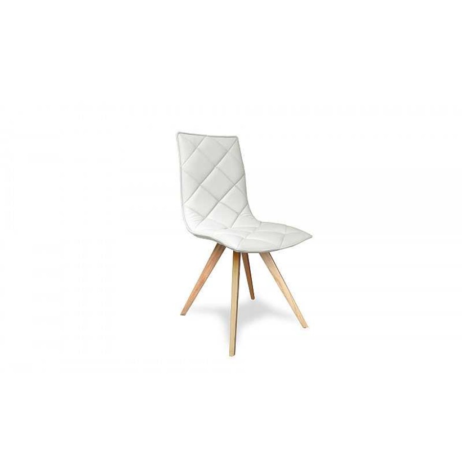 S Jour meubles moss | Chaise Capitonn E En Simili Pieds Bois De Style Scandinave - Solvig Blanc