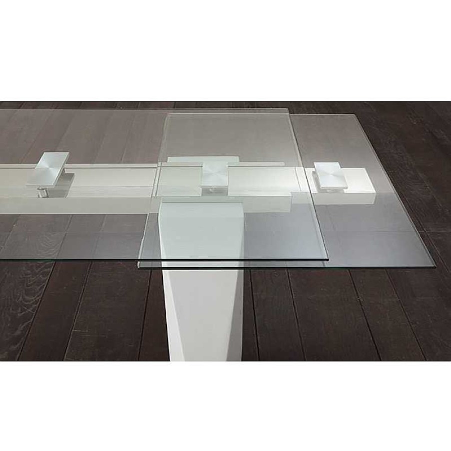 S Jour meubles moss | Table De Salle Manger Extensible En Verre Pieds Blanc Laqu - Tessa Transparent