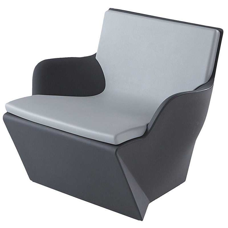 Jardin meubles moss | Fauteuil Design Slide En Polyethyl Ne Avec Coussin - Kami San Gris