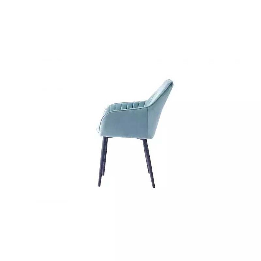 S Jour meubles moss | Chaise Avec Accoudoirs En Velours Et Pieds En M Tal Noir - Candice Turquoise