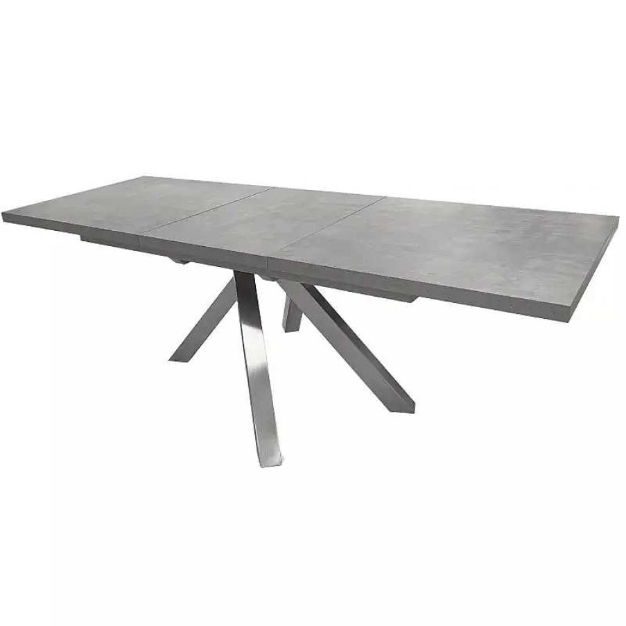 S Jour meubles moss | Table De Salle Manger Plateau Effet Pied Inox Crois - Roma 180/240X90 B Ton