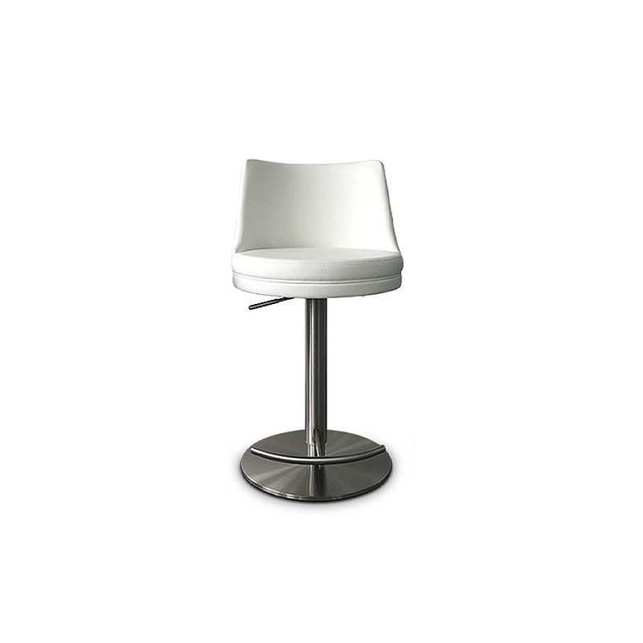 S Jour meubles moss | Tabouret En Simili Et Inox Bross - Jasmin 58/83Cm Blanc